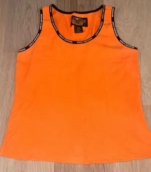 Harley Davidson Women’s Orange & Black Tank Top - Size Small thumbnail 1