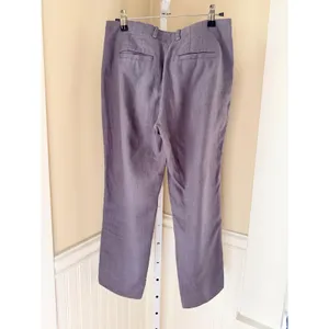 Elevenses Anthropologie Linen Tencel Straight Leg Pants Gray Purple Size 2 thumbnail 4
