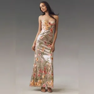 Mac Duggal 68896 Silver Sleeveless Bustier Floral Applique Gown thumbnail 3