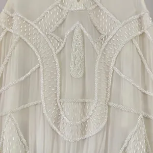 Karina Grimaldi‎ White Beaded Maxi Dress XS Neiman Marcus Art Deco Bridal Gown thumbnail 14