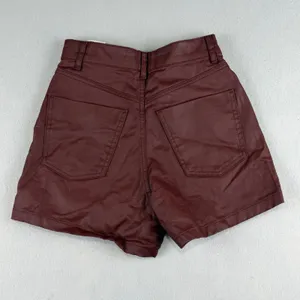 Zara Womens High Waisted Coated Shorts Burgundy Size 2 thumbnail 8