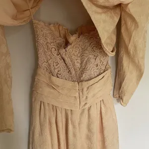 Rina Di Montella silk vtg sz 6 pastel‎ cream prom dress padded shoulder jacket thumbnail 11