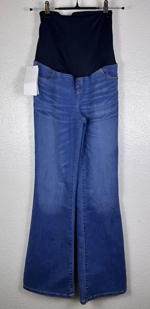 Isabel Maternity by Ingrid & Isabel Flare Jeans Crossover Panel Medium Wash 2‎ thumbnail 1