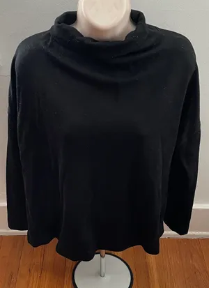 Black Merino Wool Mock Neck Sweater, Size 4 thumbnail 1