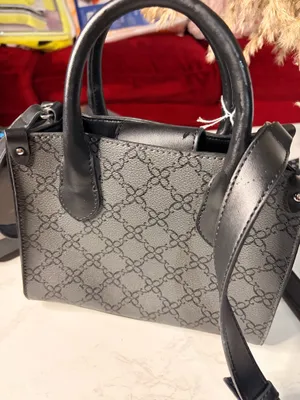 Nine West Black Monogram Satchel Handbag thumbnail 2