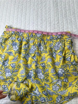 Universal Threads Waistband Yellow Floral High-Rise Pull-On Shorts Summer Size M thumbnail 5