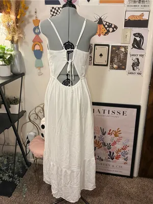 Abercrombie & Fitch White Open Back Button Front Maxi Dress thumbnail 7