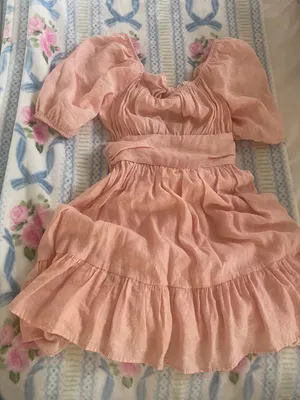 Altar'd State Peach Tiered Puff-Sleeve Dress thumbnail 1