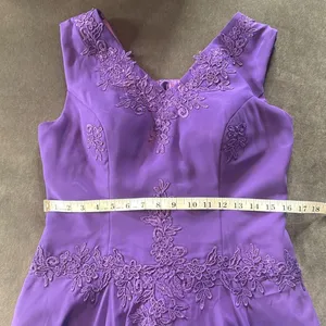 Purple Chiffon Formal Dress Floral Detail Corset Back Matching Jacket Size 12 thumbnail 10