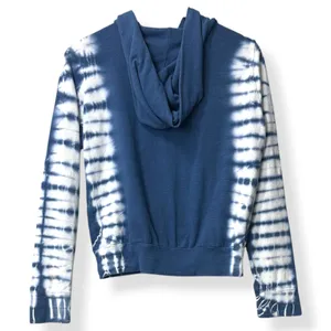 MONROW Zip Up Hoodie Cotton Blend Blue Tie Dye‎ Loungewear Athleisure Womens S thumbnail 3