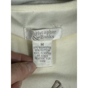 Vintage Christopher & Banks Women's M‎ Golf Embroidered Ivory Short Sleeve Top thumbnail 5