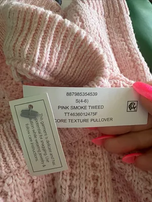 Time and Tru Light Pink Ribbed Crewneck Sweater thumbnail 8