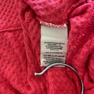 Free People Sunset Park Thermal Oversized Waffle Knit Red Coral Long Sleeve Boho thumbnail 5
