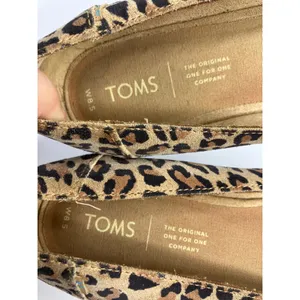 TOMS Jutti Flats Womens 8.5 Brown Leopard Print Excellent Animal Suede Pointed thumbnail 5