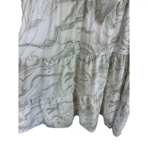 Entro NWT Sage Green Cream 3/4 Balloon Sleeve Tiered‎ Ruffled Above Knee Dress S thumbnail 5