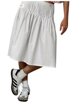 Motel Rocks Asada Pleated Waist Midi Skirt In Poplin White Size Medium NWT thumbnail 11