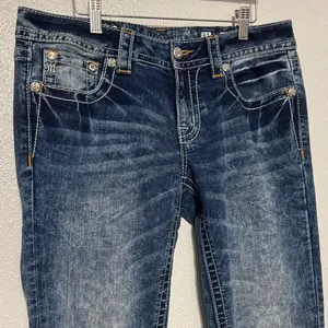 Miss Me Size 31 Signature Bootcut Jeans Y2K Embellished Bling Distressed Denim thumbnail 4