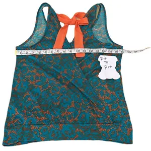 Lily Star beautiful vibrant teal & orange wrap back tank top w/ orange ties thumbnail 3