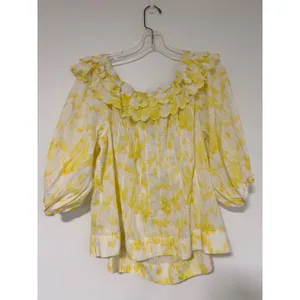 Maeve‎ Anthropologie Yellow Off-The Shoulder Ruffled Swing Puff Blouse Large thumbnail 8