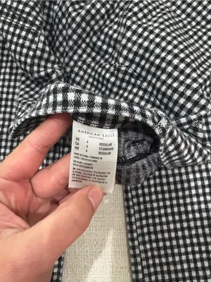 American Eagle Outfitters Black & White Gingham Wide-Leg Pants thumbnail 5
