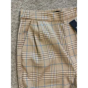 NWT- Lulus Brown & Cream Plaid High Waist Pleat Pants thumbnail 5