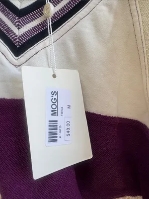 entro Cream V-Neck Top with Purple & Black Trim thumbnail 4