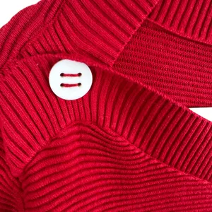 Mint Velvet Red Ribbed Boat Neck Sweater‎ Pullover White Stripe Cuffs Size US 12 thumbnail 4