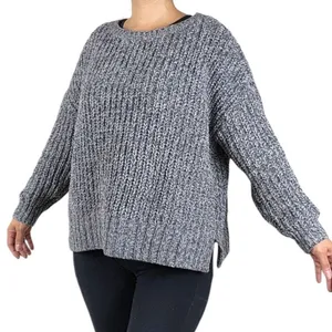 American Eagle Grey Chunky Cable Knit Cropped Sweater - Size S (Oversized Fit) thumbnail 1