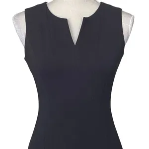 Calvin Klein Split Neck Black Sheath Dress Women’s Size 2 LBD Classic Stretch thumbnail 4