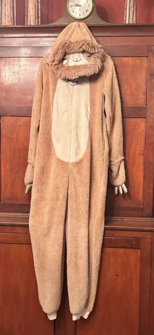 Celebrate Halloween Sloth Union Suit Womens L 12-14 Plush Hooded Pajama‎ Costume thumbnail 1