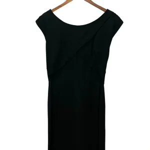 Vintage Kathleen Inc Dress Womens Size Medium Black Maxi Sheath Ruched Pleated thumbnail 2