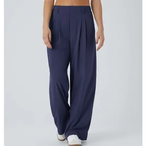 Halara Breezeful High Rise Wide Leg Palazzo Pants Size Large Tall Blue Career thumbnail 10
