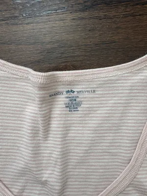 Brandy Melville Blush Pink Ribbed Henley Scoop Neck Tee thumbnail 2