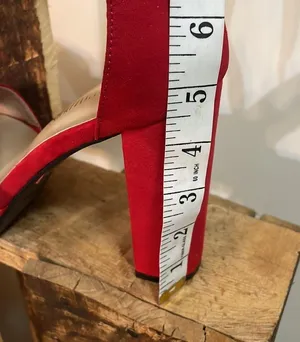 Dream Paris heels woman’s red chunky fashion ankle strap platform shoe New Sz 7 thumbnail 2