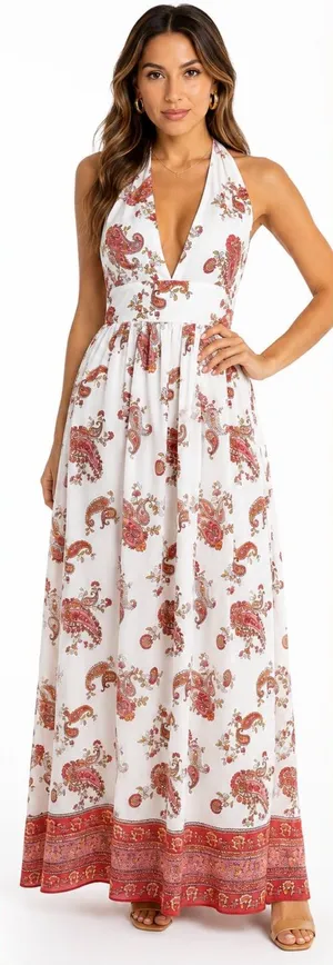 FOREVER 21 Paisley Halter Maxi Dress NWOT thumbnail 1