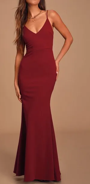 Lulus Infinite Glory Wine Red Maxi Dress Wedding Party Cocktail Size M NWT thumbnail 1