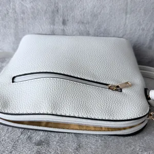 Crossbody Bag Women Medium White Tassel Zip Minimalist Pebble Grain Girly Casual thumbnail 6