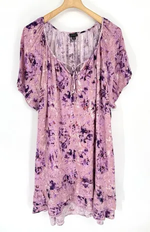 Evans/Avenue Plus Size Dress 26/28 3X 4X EUC Boho Tired Ruffle Pink‎ Purple thumbnail 1