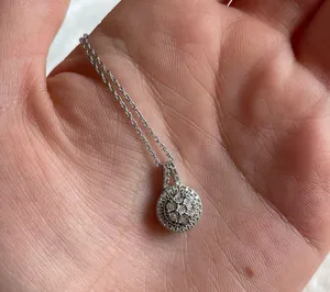 Sterling Silver Diamond Pendant Necklace thumbnail 4