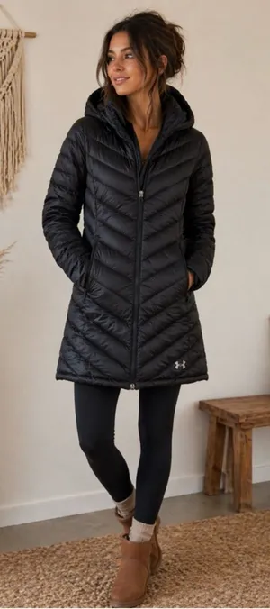 Under Armour Black Chevron Quilted Hooded Packable Puffer thumbnail 1