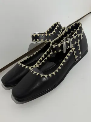 NWOB Free People Crochet Mystic Black Mary Jane Flats White Stitching Size 8.5 thumbnail 10