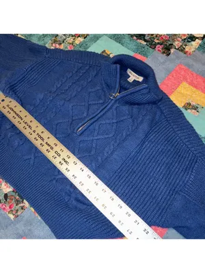 Urban Outfitters Woman’s S Blue Cable Knit Crop Half-Zip Sweater Size Small thumbnail 7