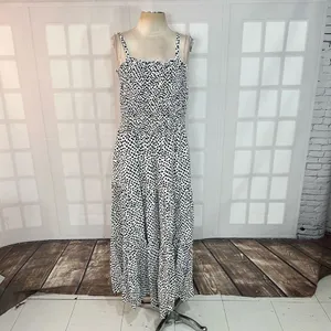 City Chic NWT Black White Corina Spot Sleeveless Smocked Maxi Dress Size S/16 thumbnail 2
