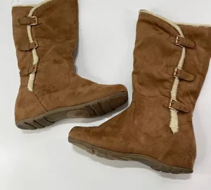Wanted Chestnut Buckle Boots Women's 8.5 Faux Suede Fur Trim Zip Up Outdoor Cozy thumbnail 1