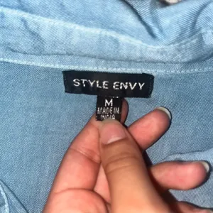 Envy Style  Blue Chambray Button Up Work Shirt thumbnail 6