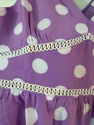 V-Neck Purple Polka Dot Tiered Casual Dress thumbnail 6