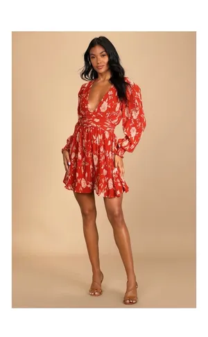 Lulus Burnt Orange Dress thumbnail 4