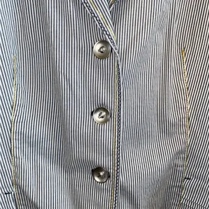 Chico's Seersucker Striped gray white yellow Yachtie Blazer coastal classic thumbnail 9