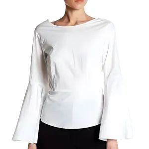 Nanette Lepore White Bell Sleeve Blouse – Size Large – Back Tie Top thumbnail 1