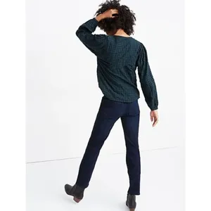 Madewell‎ Green Plaid Balloon Sleeve Peasant Long Sleeve Top Warren Check XS thumbnail 2